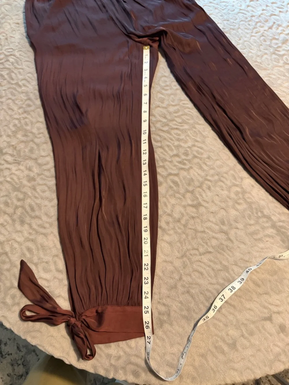 Camila Coelho Wide-Leg Tie Hem Pants in Brown
